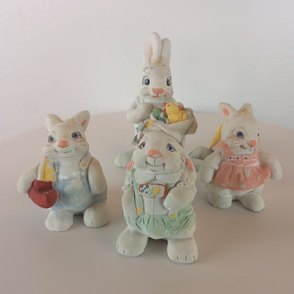 Set of four clay bunny rabbits - Picture 8 of 8